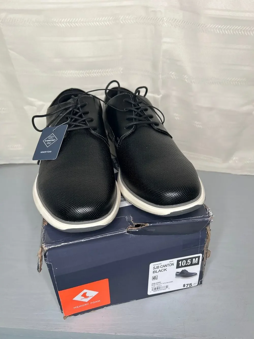 St. John's Bay Canton Mens Oxford Dress Shoes Black Size 10.5M Lace-Up NEW